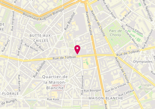 Plan de AGV Miroiterie et Encadrement, 152 Rue de Tolbiac, 75013 Paris